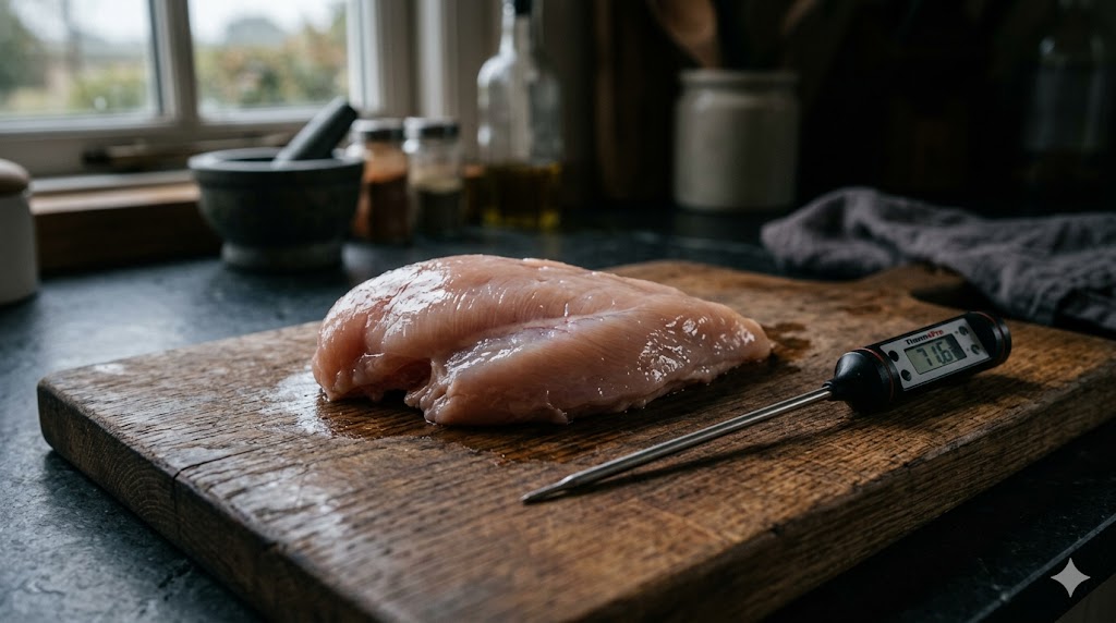 Raw chicken on a kitchen counter — AVMA and FDA advise against feeding raw chicken to dogs